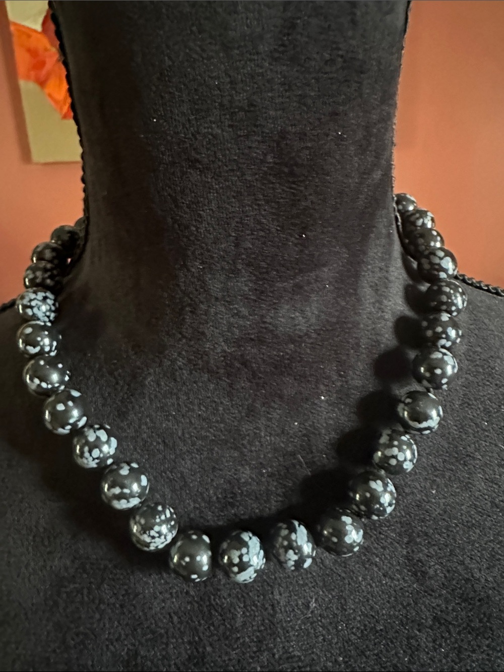 Snowflake Obsidian Bead Necklace - Women's Jewelry